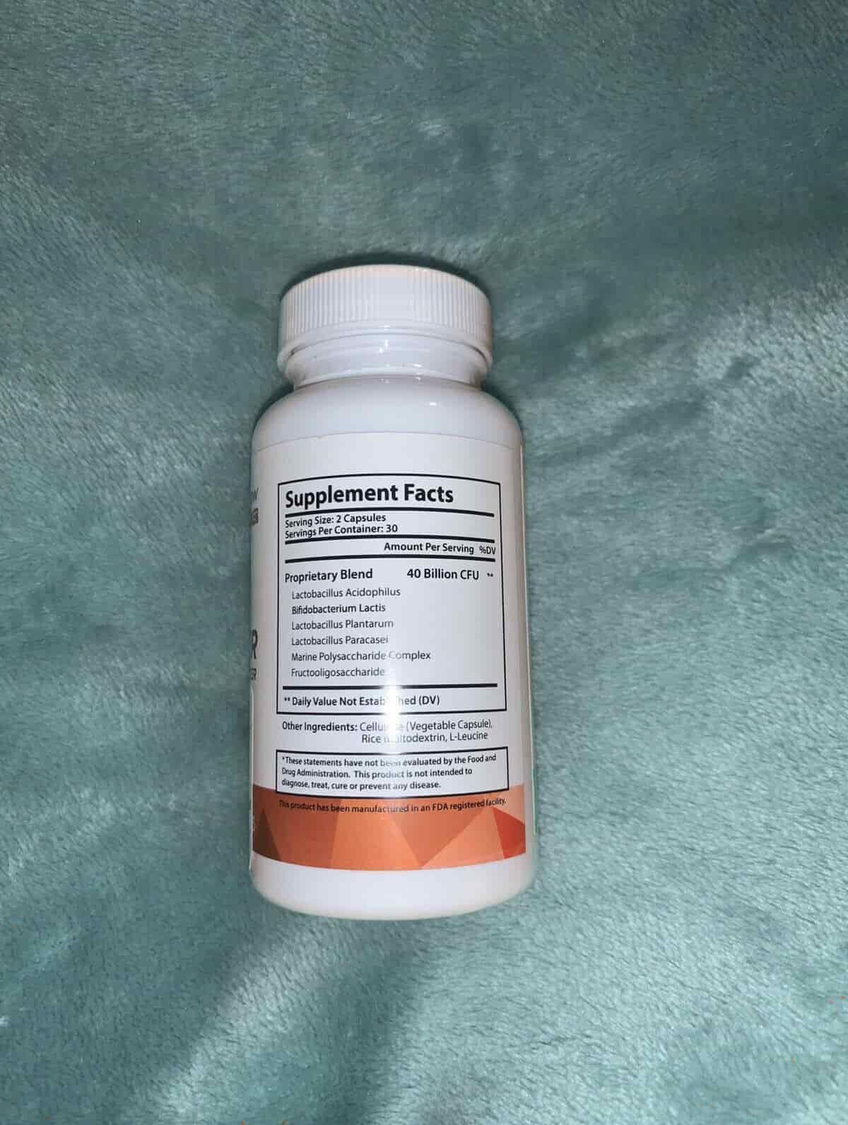 Urgent fungus destroyer unboxed back side view of supplement facts and ingredients